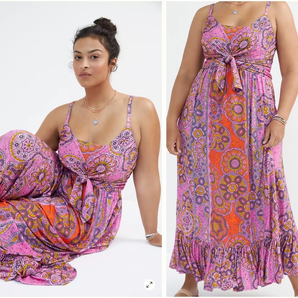 Anthropologie Knit Midi Dress - Pink Combo